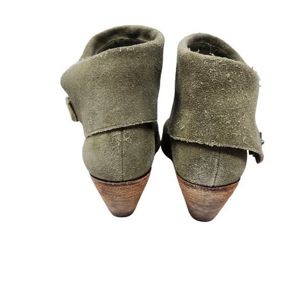 Alice + Olivia Caden Folded Collar Slouchy Oiled Suede Ankle Booties Size 36.5 - Picture 5 of 10